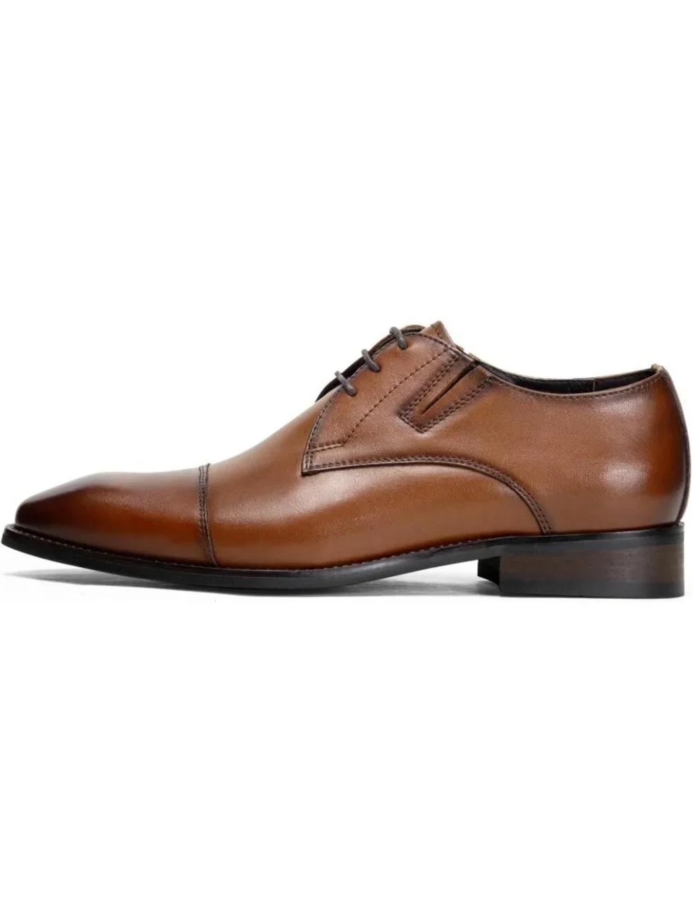 Men's Yellow Brown Leather Cap Toe Formal Lace Up Business Oxford Dress Shoes